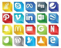 20 Social Media Icon Pack Including mcdonalds google earth digg excel video vector