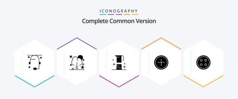 Complete Common Version 25 Glyph icon pack including plus. create. beverage. circle. mug vector