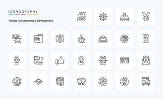 25 Project Management And Development Line icon pack vector