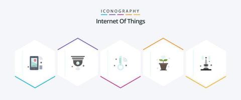 Internet Of Things 25 Flat icon pack including things. iot. iot. internet. temperature vector