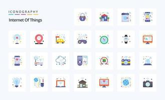 25 paquete de iconos de color plano de internet de las cosas vector