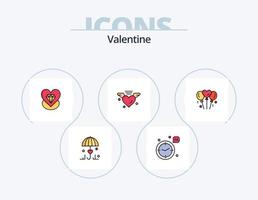 paquete de iconos llenos de línea de san valentín 5 diseño de iconos. amar. amar. tiempo. día. enamorado vector