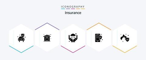 Insurance 25 Glyph icon pack including service. fire. hands. shield. insurance vector