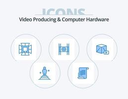 Video Producing And Computer Hardware Blue Icon Pack 5 Icon Design. money. costs. screenplay. budget. professional vector