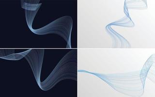 Add visual interest to your design with this set of 4 geometric wave pattern backgrounds vector