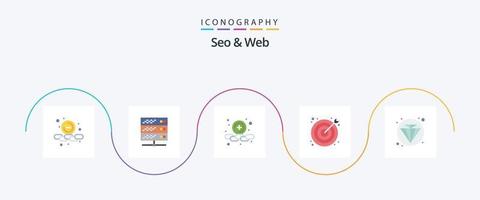 Seo and Web Flat 5 Icon Pack Including web. web. add. target. search vector