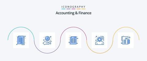 Accounting And Finance Blue 5 Icon Pack Including service planning. planning. money in hand. development. branding vector