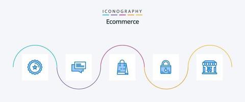 paquete de iconos azul 5 de comercio electrónico que incluye tienda. compras. bolsa. comercio electrónico cerrar vector