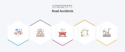 Road Accidents 25 Flat icon pack including road. accident. danger. service. maintenance vector