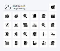 Design Thinking paquete de iconos de 25 glifos sólidos que incluye computadora. documento. diseño. ai. capa vector