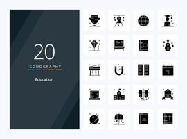 20 Education Solid Glyph icon for presentation vector