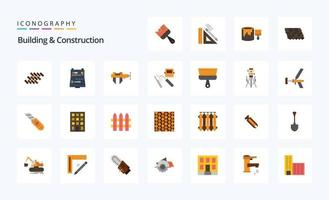 25 Building And Construction Flat color icon pack vector