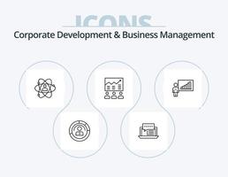 desarrollo corporativo y línea de gestión empresarial icono paquete 5 diseño de iconos. proteccion. grupo. idea. negocio. pensamiento vector