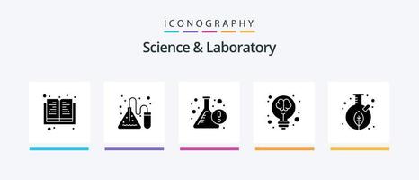 Science Glyph 5 Icon Pack Including leaf. science. experiment. light. creative. Creative Icons Design vector