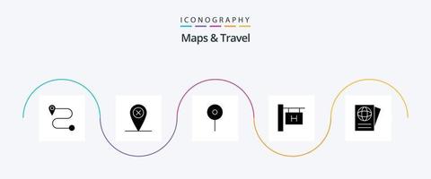 Maps and Travel Glyph 5 Icon Pack Including . travel. travel vector