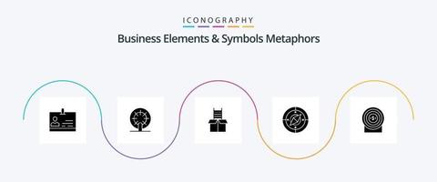 Business Elements And Symbols Metaphors Glyph 5 Icon Pack Including money. location. box. compass. navigation vector