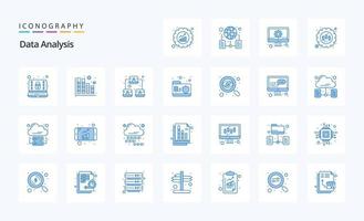 25 Data Analysis Blue icon pack vector