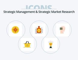 gestión estratégica e investigación de mercado estratégica paquete de iconos planos 5 diseño de iconos. préstamo. dólar. Brújula. dinero. posición vector