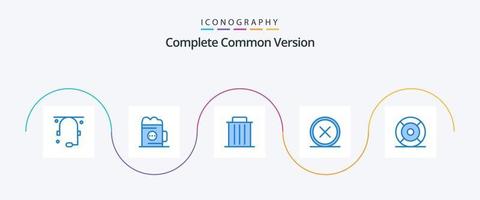 Complete Common Version Blue 5 Icon Pack Including delete. close. glass. circle. remove vector