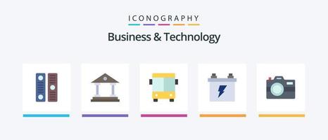 Business and Technology Flat 5 Icon Pack Including capture. energy. automobile. electric. accumulator. Creative Icons Design vector