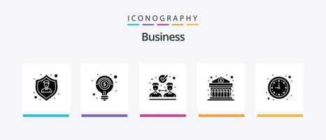 Business Glyph 5 Icon Pack Including clock. money. solution. finance. bank. Creative Icons Design vector