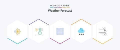 paquete de iconos planos de 25 climas que incluye . viento. clima. clima. clima vector