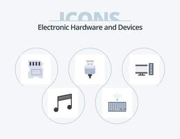 Devices Flat Icon Pack 5 Icon Design. desktop. usb. card. connector. cable vector