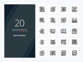 20 Data Protection Outline icon for presentation vector