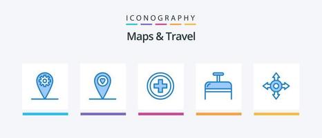 Maps and Travel Blue 5 Icon Pack Including . bag. . Creative Icons Design vector