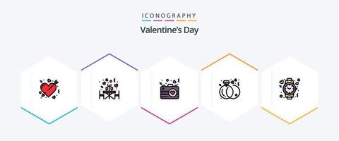 Valentines Day 25 FilledLine icon pack including heart. marriage. table. engagement. romance vector