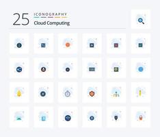 Cloud Computing 25 Flat Color icon pack including error. cloud. cloud . add vector