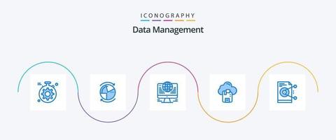 paquete de iconos azul 5 de gestión de datos que incluye archivo. Dakota del Sur. servidor. pastilla. red vector