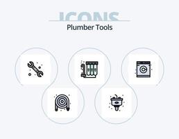 Plumber Line Filled Icon Pack 5 Icon Design. sink. garbage. service. disposal. system vector