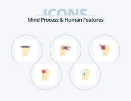 Mind Process And Human Features Flat Icon Pack 5 Icon Design. focus. head. head. mind. cognitive vector