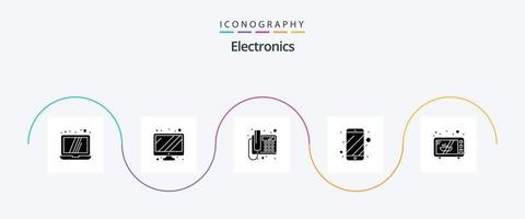 Electronics Glyph 5 Icon Pack Including . microwave. telephone. electronics. phone vector