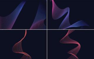 Set of 4 vector backgrounds featuring geometric wave patterns