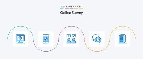 Online Survey Blue 5 Icon Pack Including file. business. online. chatting. business vector