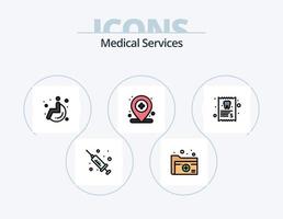 diseño de iconos del paquete de iconos llenos de línea de servicios médicos 5. . mapa. prescripción. ubicación. médico vector