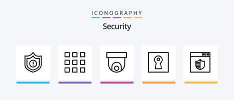 paquete de iconos de línea de seguridad 5 que incluye cámara. contraseña. botones. cerrar con llave. número. diseño de iconos creativos vector