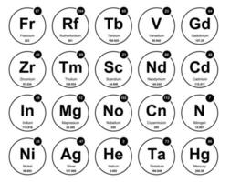 diseño de paquete de iconos de 20 tablas preiodicas de los elementos vector