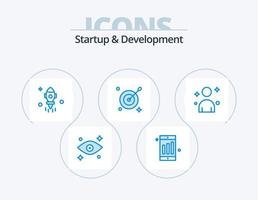 Startup And Develepment Blue Icon Pack 5 Icon Design. . person. space. man. arrow vector