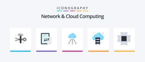 Network And Cloud Computing Flat 5 Icon Pack Including cloud. technology. cloud. storage. cloud. Creative Icons Design vector