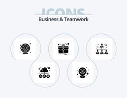 diseño de iconos del paquete de iconos de glifo de negocios y trabajo en equipo 5. jerarquía. cosa. ubicación. portafolio. objetivo vector
