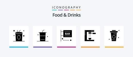 paquete de iconos de glifo 5 de alimentos y bebidas que incluye la máquina. Café exprés. bar. bebidas ciencia y computación. diseño de iconos creativos vector