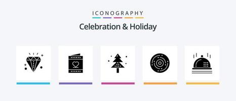 paquete de iconos de celebración y vacaciones glifo 5 que incluye vacaciones. evento. invitación. celebracion. día festivo. diseño de iconos creativos vector