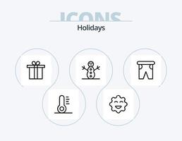 paquete de iconos de línea de vacaciones 5 diseño de iconos. . invierno. ubicación. día festivo. copo de nieve vector