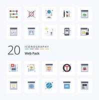 20 Web Pack Flat Color icon Pack like web text design photo data storage vector