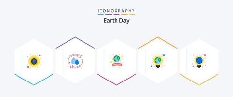 Earth Day 25 Flat icon pack including bulb. light bulb. water drop. inspiration. celebration vector