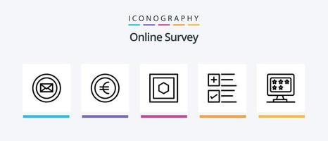 Online Survey Line 5 Icon Pack Including business. tick. mobile. text. file. Creative Icons Design vector