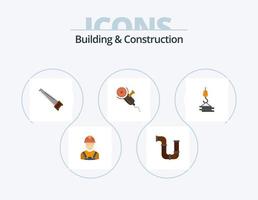 paquete de iconos planos de construcción y construcción 5 diseño de iconos. fuerza. sierra. herramientas. herramientas. ordenó vector